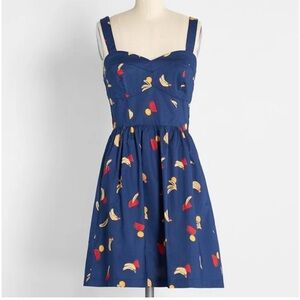 ModCloth Blue Dress with Fruit Accents